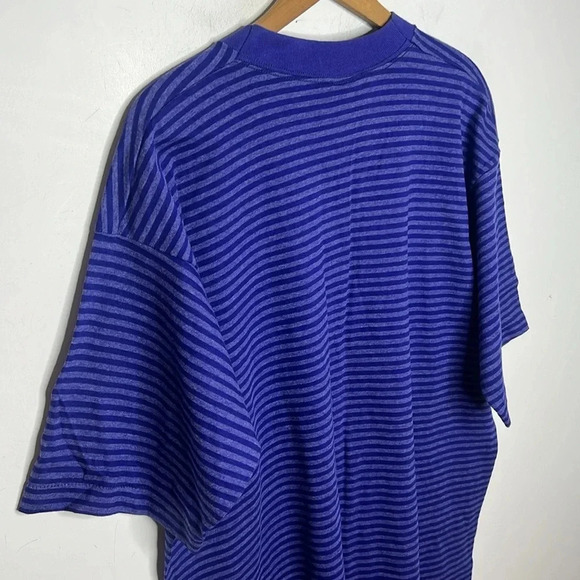 Vintage 90s Single Stitch Fruit of The Loom Casualwear Striped Basic T Shirt - Picture 6 of 9